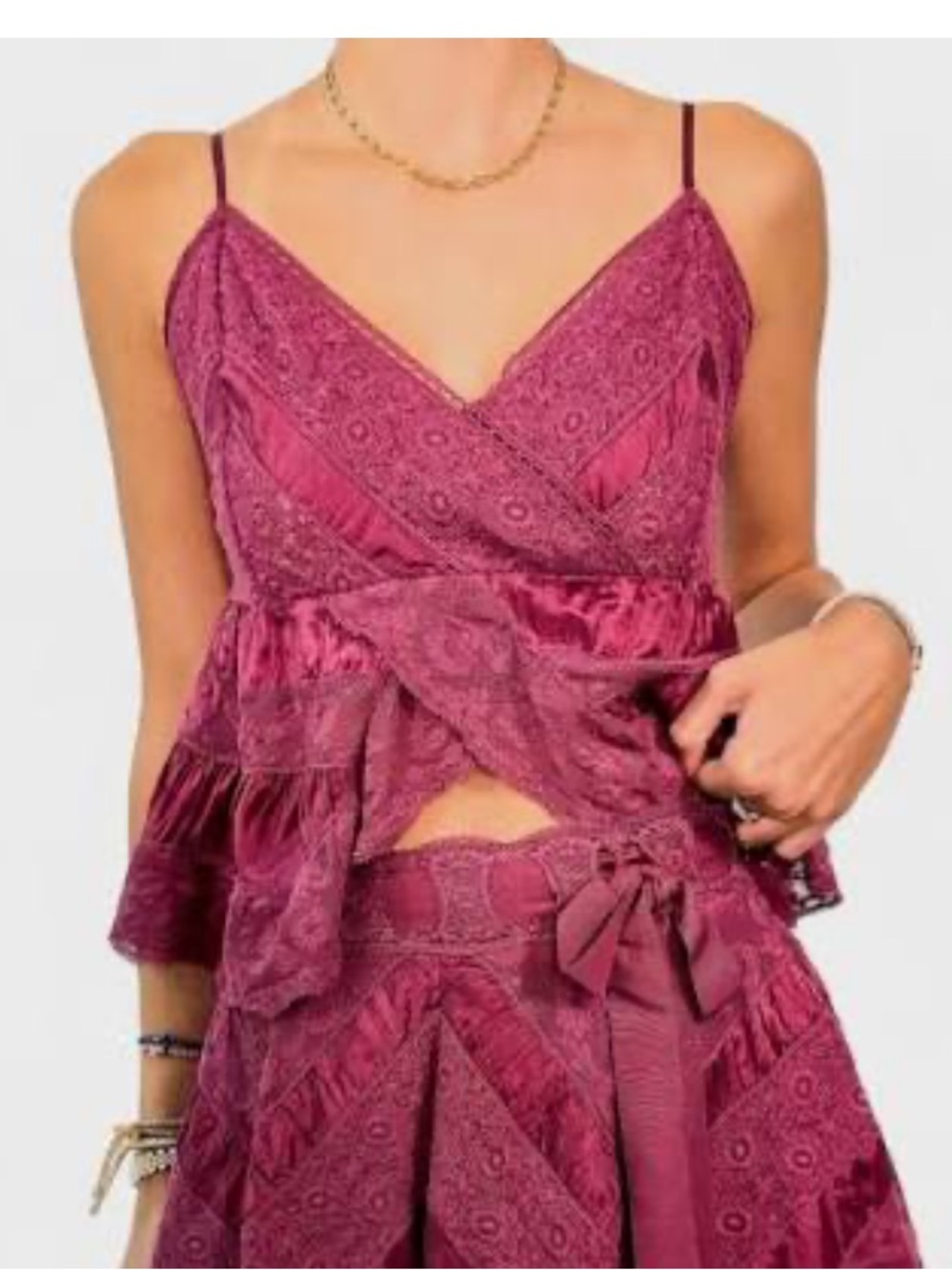 Loveshackfancy luschia tank burgundy satin lace cami rare